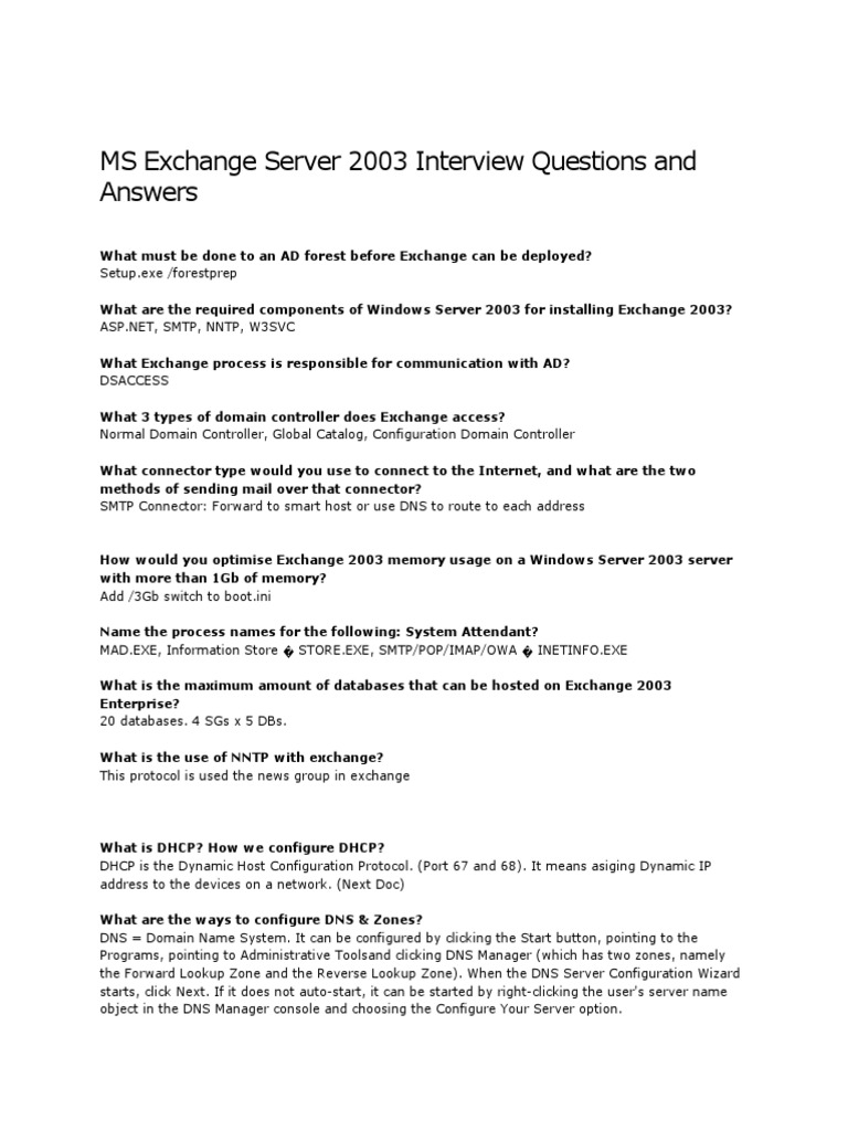 Exchange Server 2003 Interview Guide | PDF | Domain Name System ...