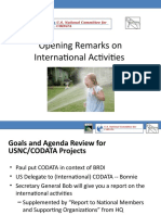 Opening Remarks On International Activities: U.S. National Committee For Codata