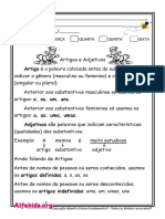 Atividades Gramaticais Trabalhando Artigos Substantivos e Adjetivos 4º 5º Ano PDF