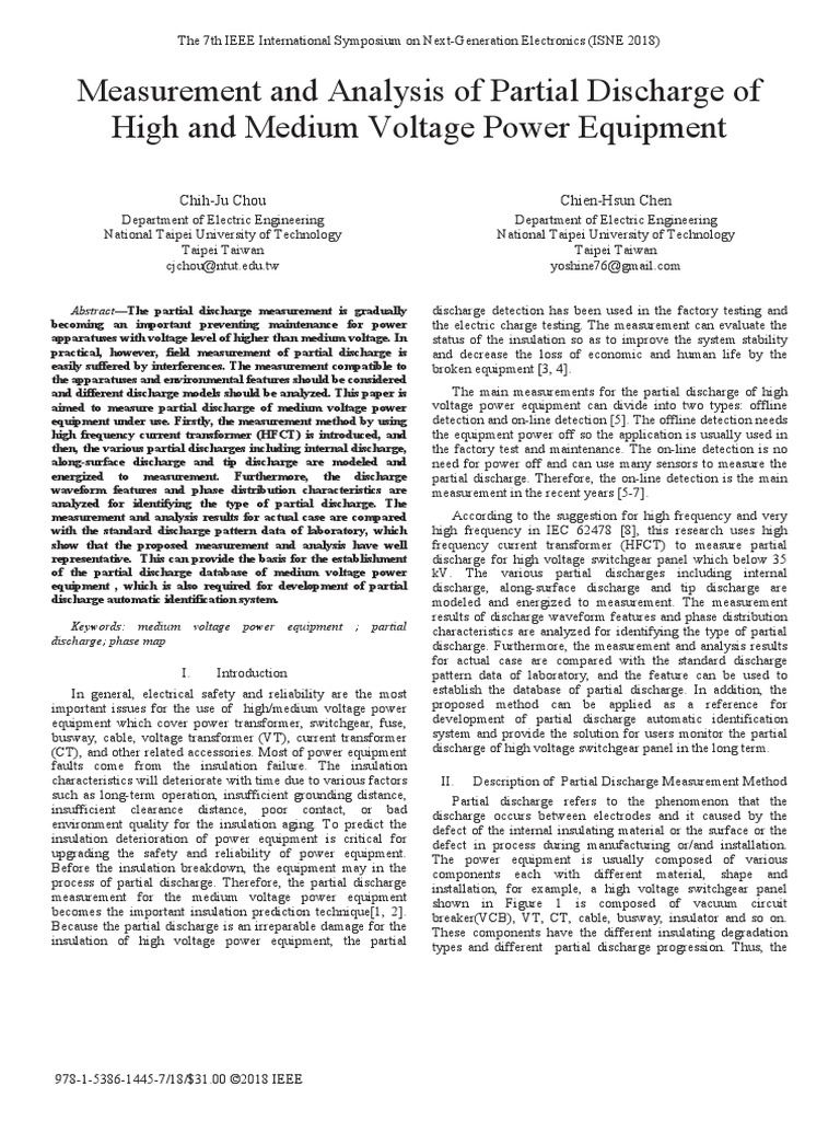 Measurement and Analysis of Partial Discharge of High and Medium ...