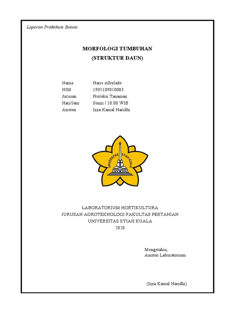 Haris Albylade Lap Botani Morfologi Daun