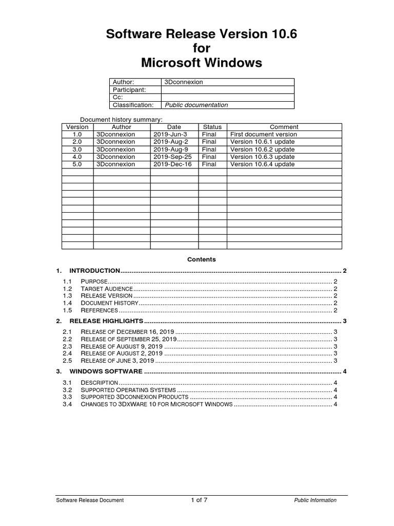3Dconnexion 3DxWare 10.6 Release Notes | PDF | Microsoft Windows | 64 ...