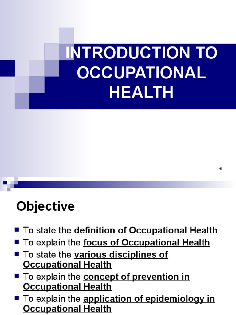 1 Overview of Occupational Health PDF Occupational Hygiene