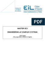 Master Ecs Engineering of Complex Systems: (2019-2020) (The Programme Is Offered in English)