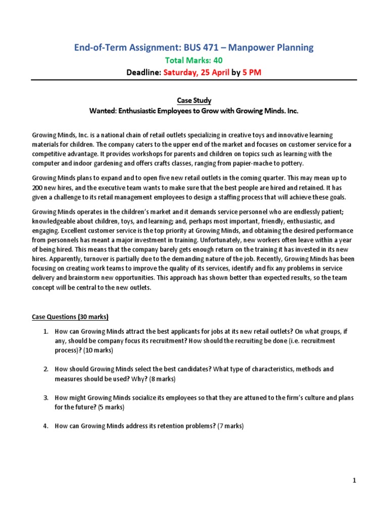 End of Term Assignment - BUS 471 - Sec 1 - Spring 2020 PDF | PDF ...