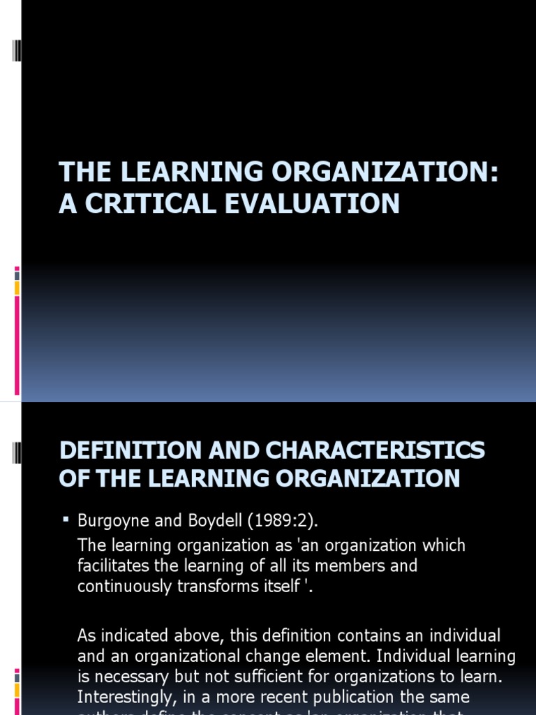 Evaluating Learning Organizations | PDF | Tacit Knowledge | Learning