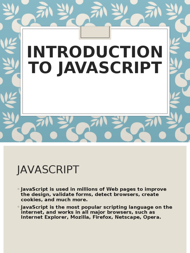 Javascript PPT For School | Download Free PDF | Java Script | Computer ...