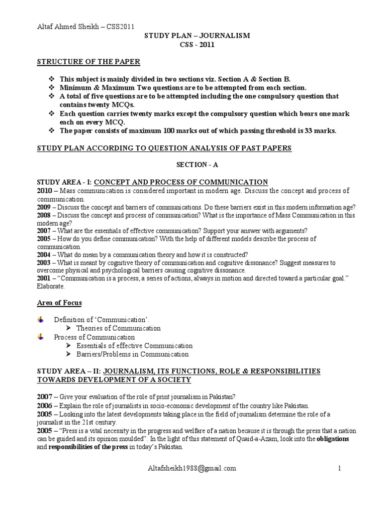 Study Plan - Journalism | PDF | Mass Media | Journalism