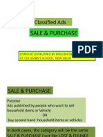 Classified Ads - Sale & Purchase