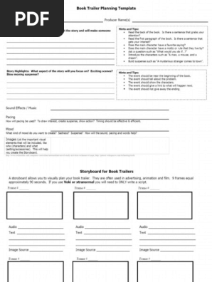 Book Trailer Planning Template