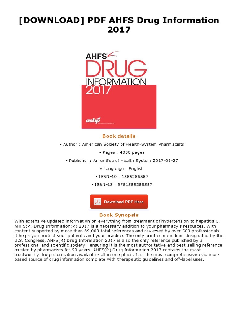 (DOWNLOAD) PDF AHFS Drug Information 2017: Book Details | PDF ...