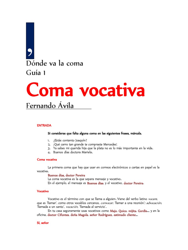 Uso de la coma vocativa en español | PDF | Lingüística | Idiomas