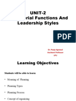 Managerial Functions and Leadership Styles