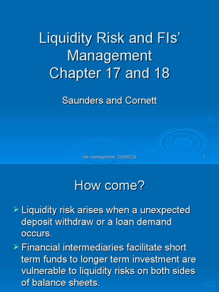 Liquidity Risk Management in Finance | PDF | Market Liquidity ...