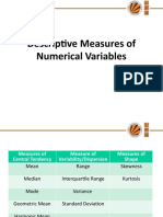 Descriptive Measures of Numerical Variables