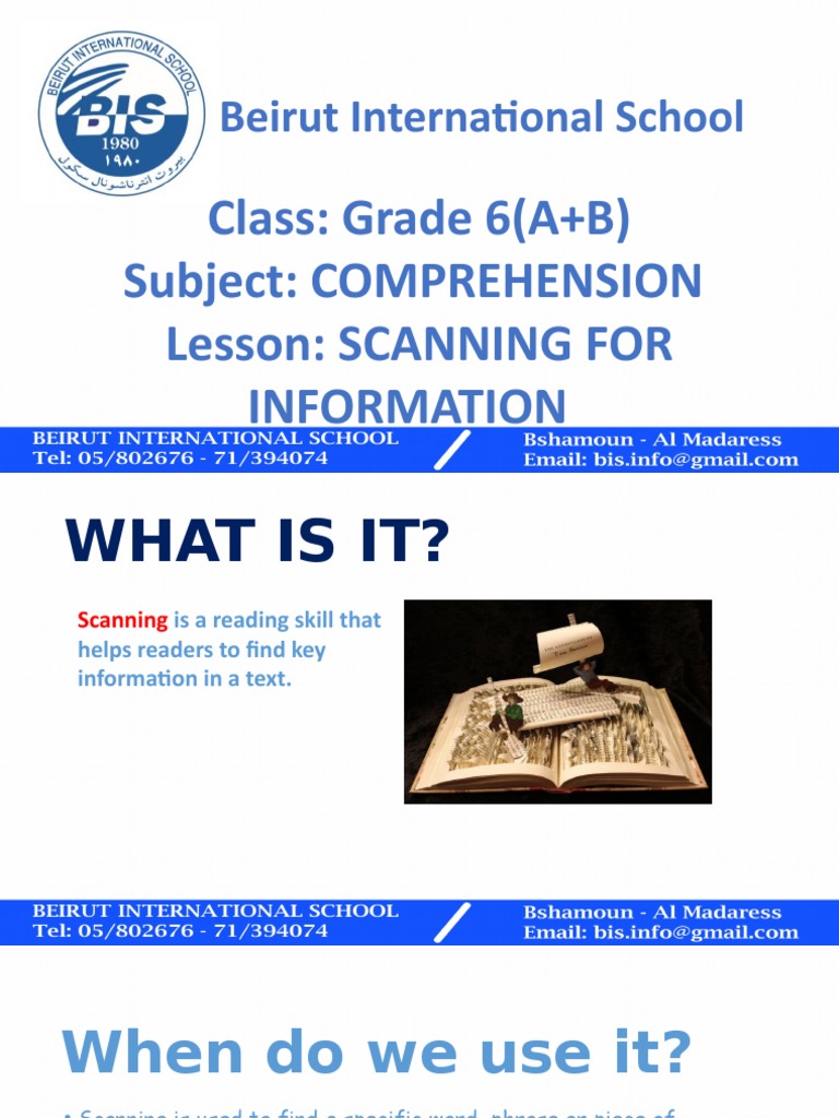 Scanning for Information: Grade 6 Guide | PDF