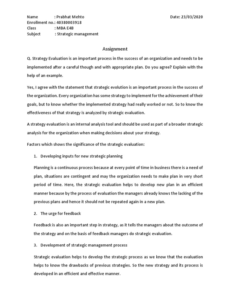 Importance of Strategy Evaluation in Business | PDF | Strategic ...