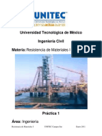 Práctica de resistencia de materiales para determinar propiedades mecánicas de acero