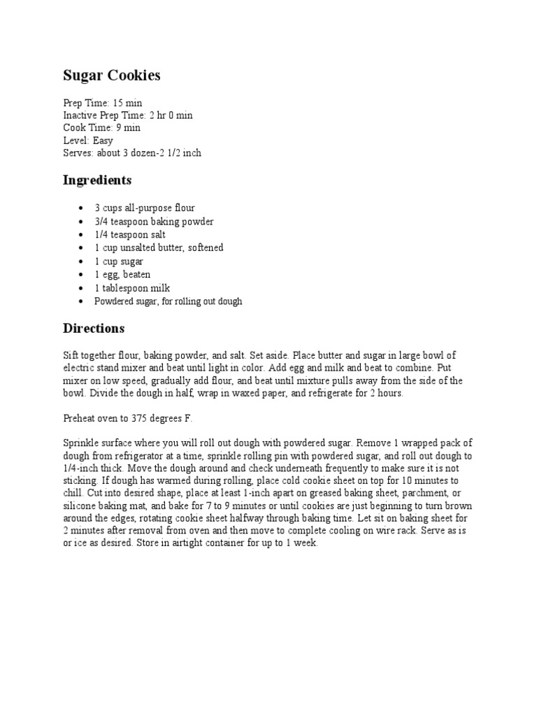 Sugar Cookies | PDF