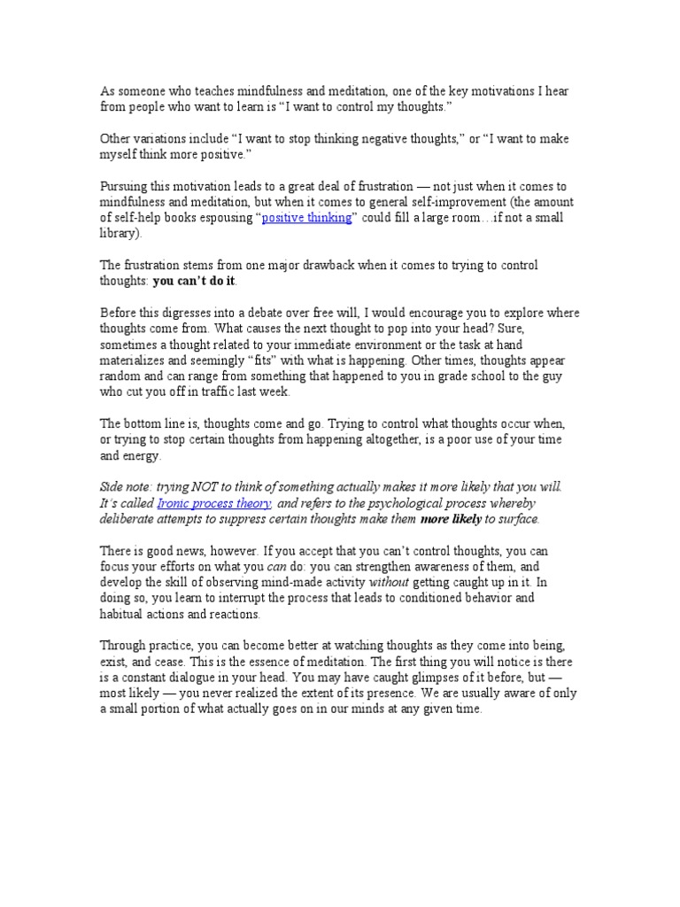 Positive Thinking Ironic Process Theory PDF