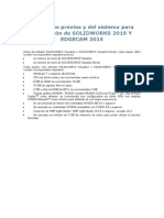 Requisitos de Inst. de SOLIDWORKS 2019