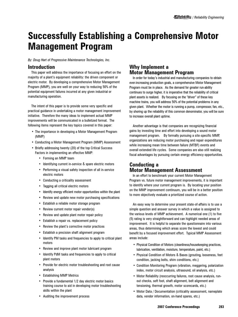 Optimize Your Motor Management Program | PDF | Electric Motor ...