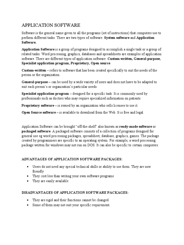Understanding the Types and Uses of Common Application Software PDF