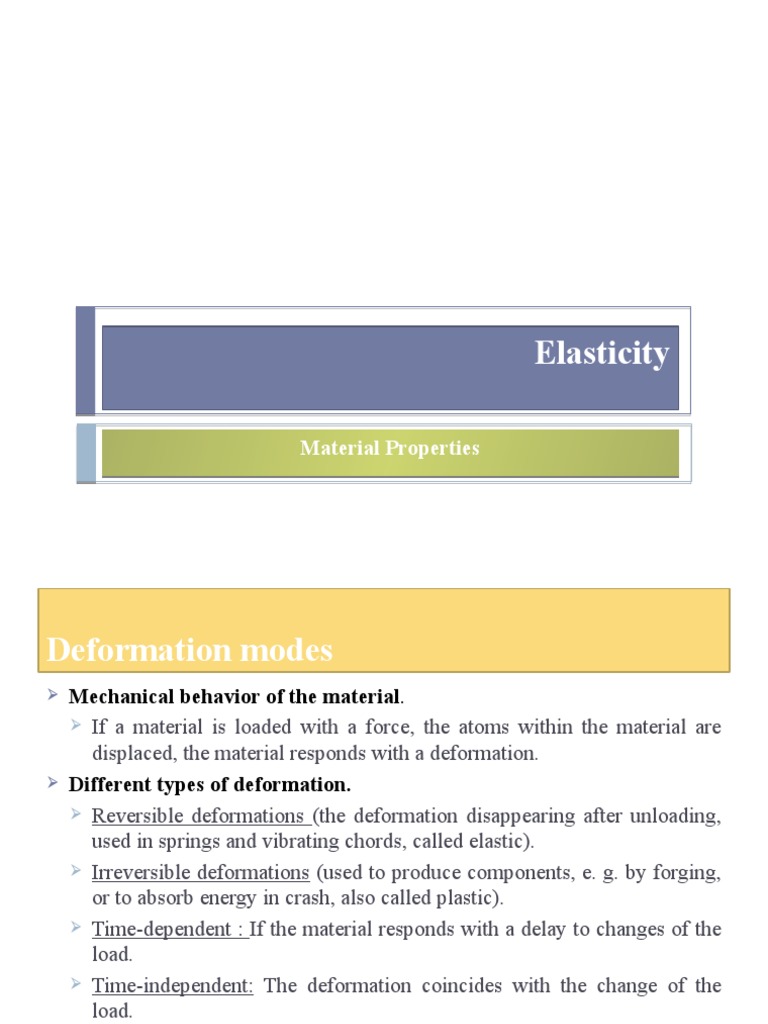 Elasticity: Material Properties | PDF | Stress (Mechanics ...
