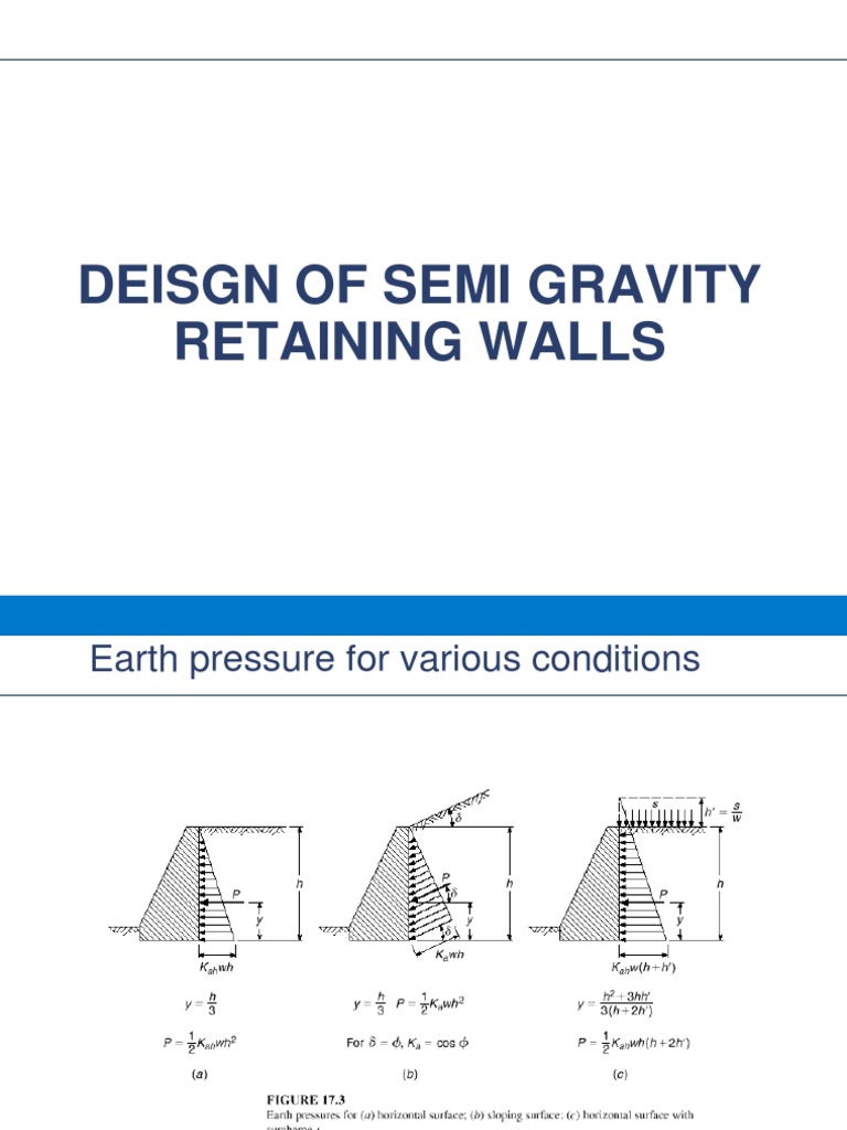 Semi Gravity Retaining Wall Design Guide | PDF