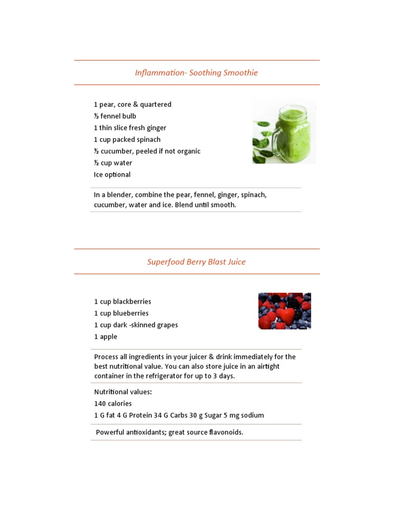 Anti-Inflammatory Recipes 1 | PDF | Drink | Tea