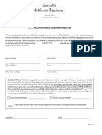 Assembly Release of Information Form