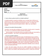 Exercício de Anatomia 1 Resposta