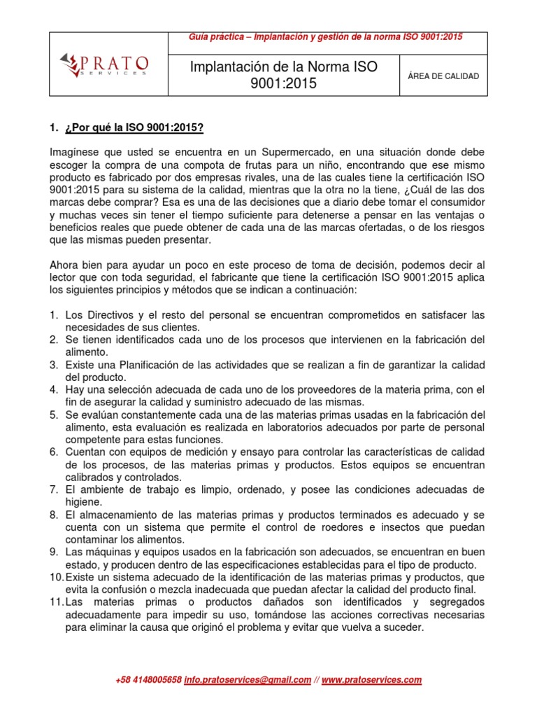 Guía Práctica Implantación y Gestión de La Norma ISO 9001 2015 | PDF ...