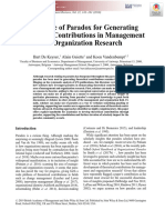 On The Use of Paradox For Generating Theoretical Contributions in Management and Organization Research