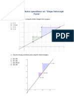 10 Multiple-Choice Questions On "Slope Intercept Form"