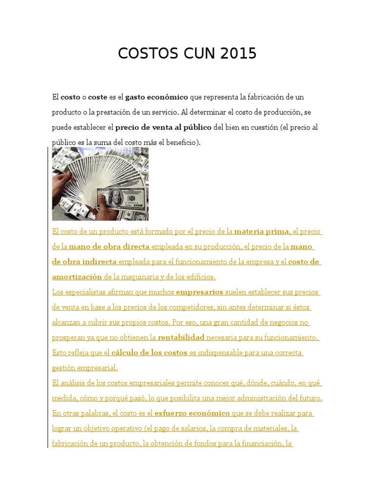 Clasificación y Análisis de Costos Empresariales | PDF | Costo | Precios