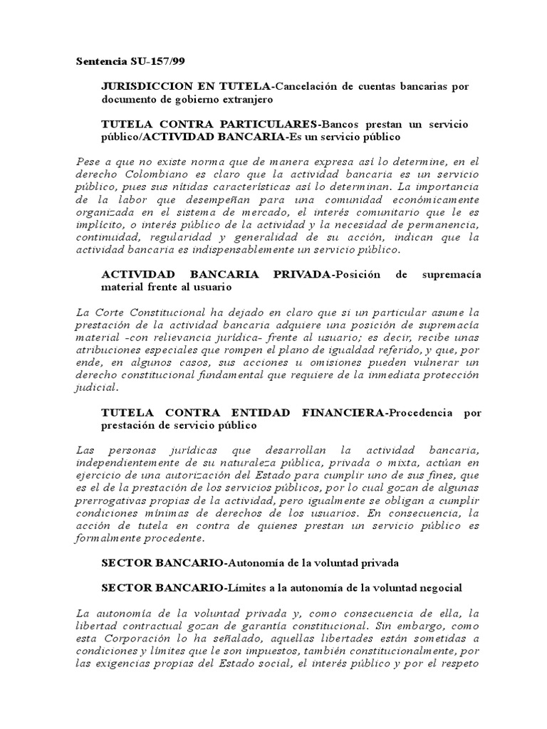Su157 99 | PDF | Derecho Constitucional | Bancos