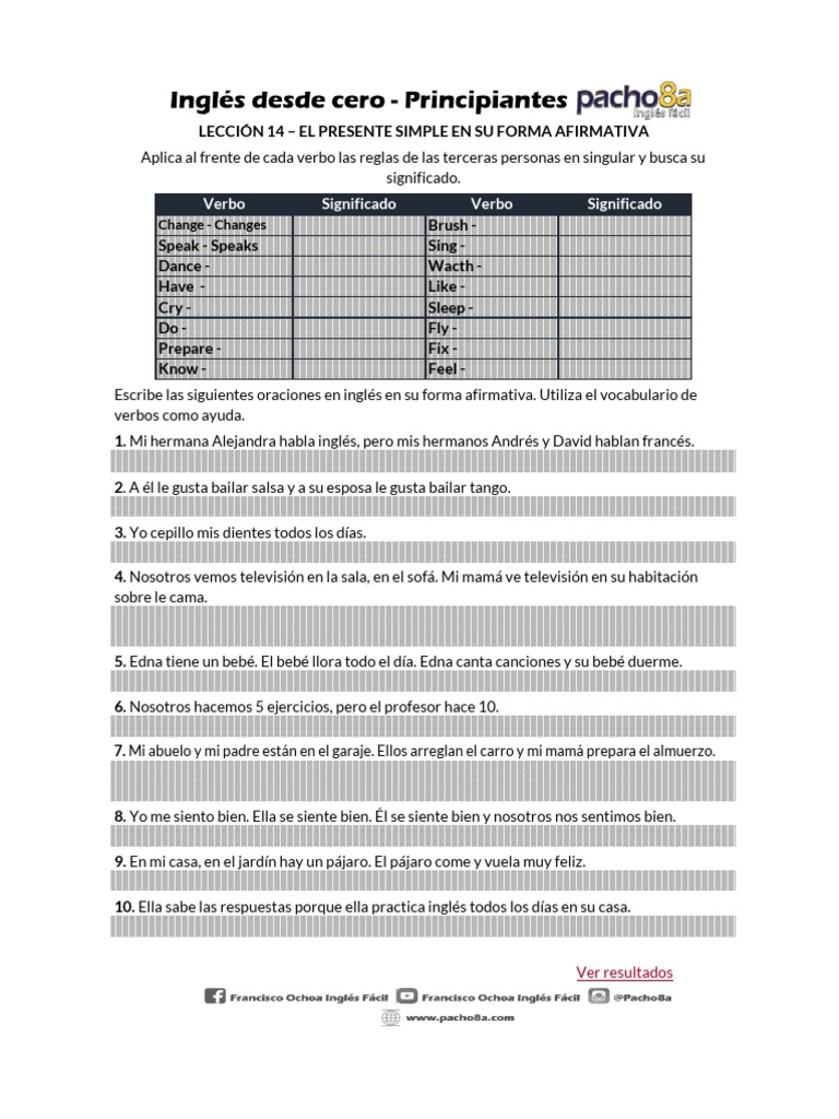 El Presente Simple Y Sus Reglas Pdf Entretenimiento General