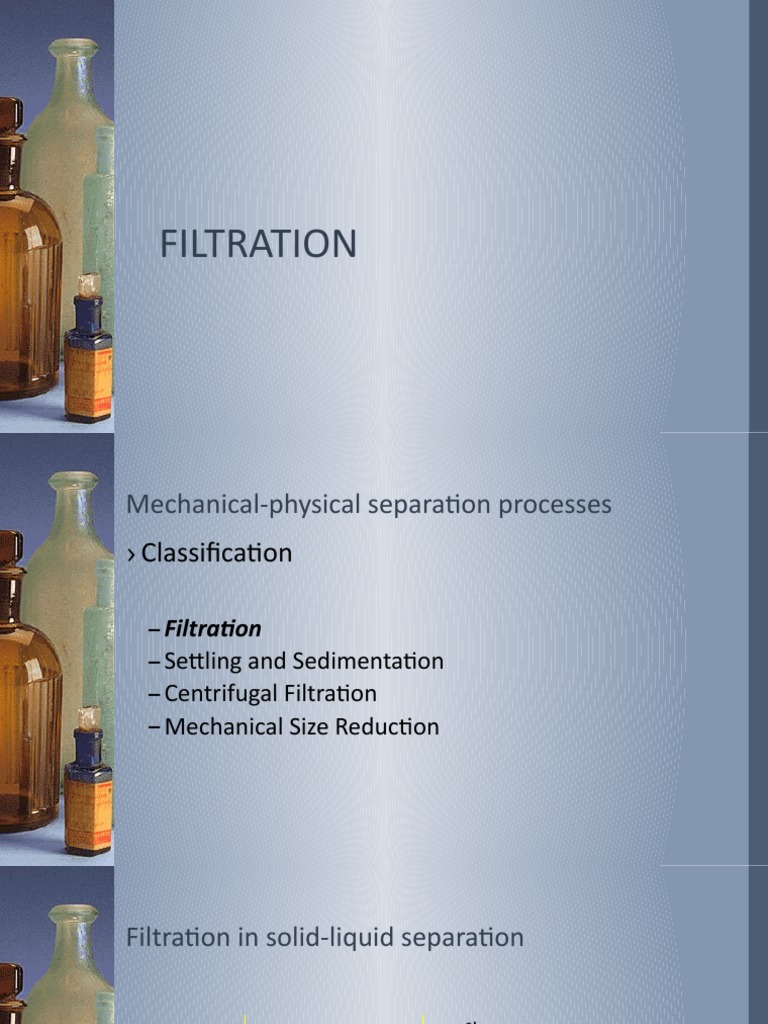 Filtration PDF Filtration Chemical Engineering