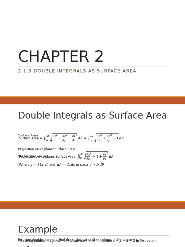 Find surface area using double integrals | PDF