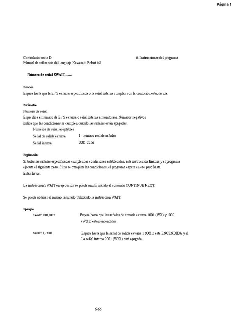 PART 2 Kawasaki Robot AS Idioma Manual de Referencia PDF Programa