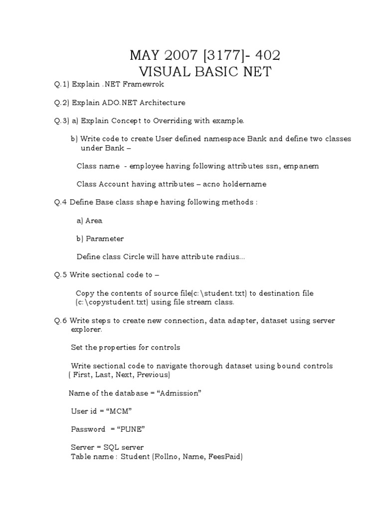 Visual Basic .NET Concepts and Code Examples | PDF