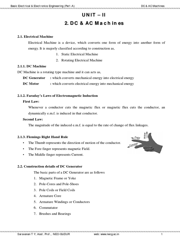 UNIT - 2 - DC & AC Machines PDF | PDF | Electric Motor | Transformer
