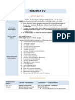 Example CV: Clinical Summary