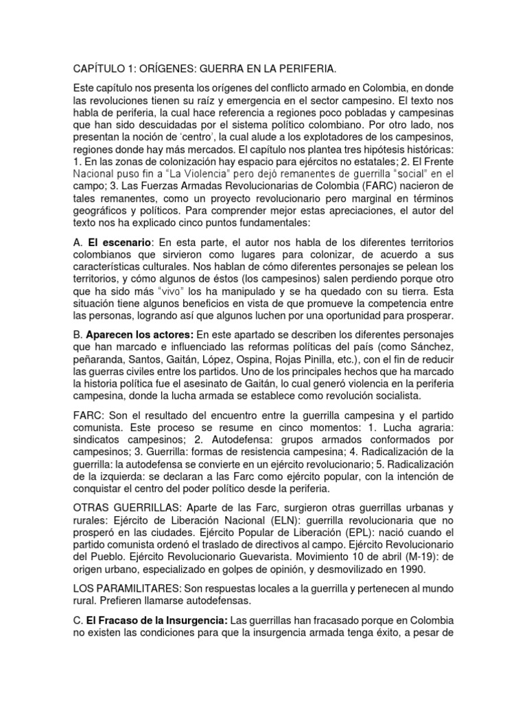 Orígenes y expansión del conflicto en Colombia | PDF | Guerra de ...