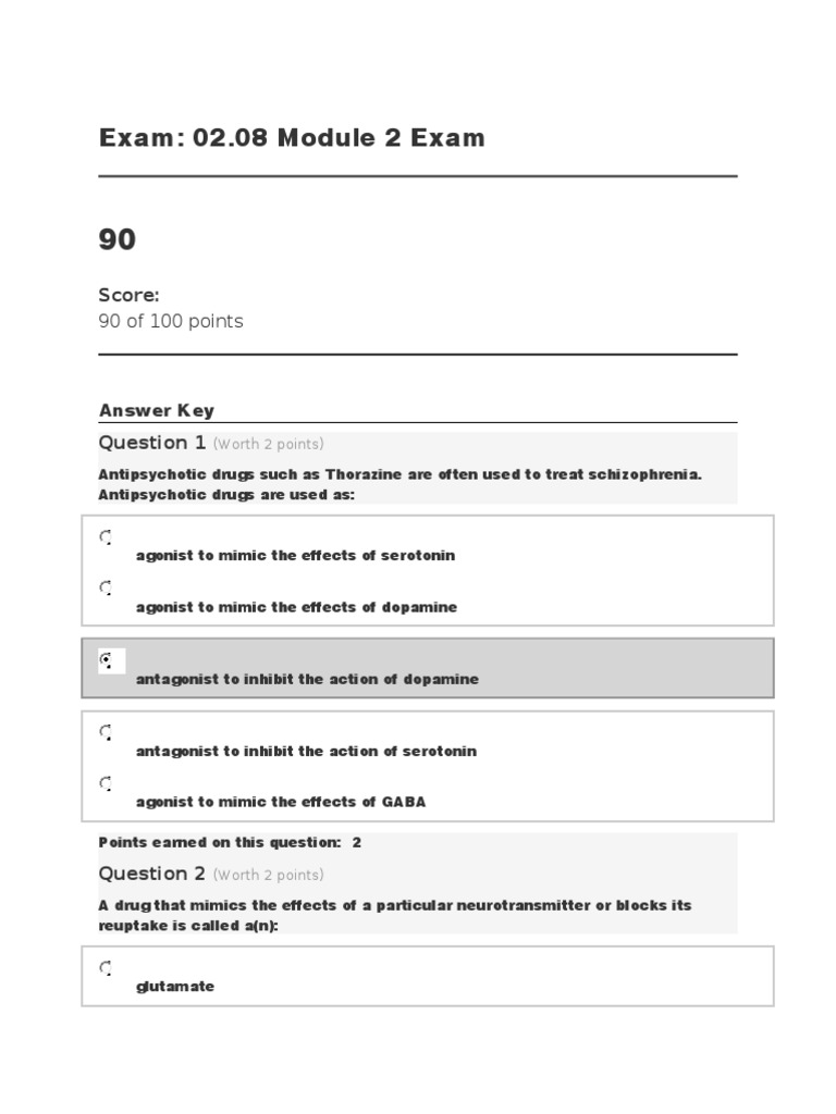 Module 2 Exam Answer Key | PDF | Action Potential | Nervous System