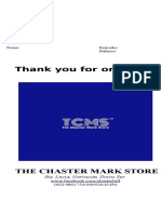 Thank You For Ordering!: The Chaster Mark Store