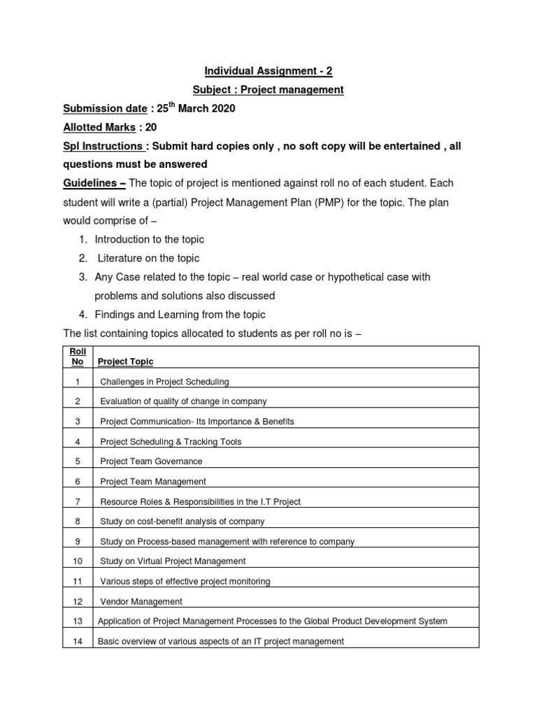 IMS654 Individual Assignment Overview | PDF | Project Management ...