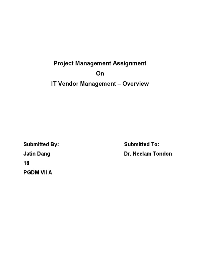 project management assignment introduction