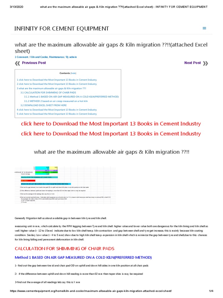 What Are The Maximum Allowable Air Gaps & Kiln Migration !! (Attached
